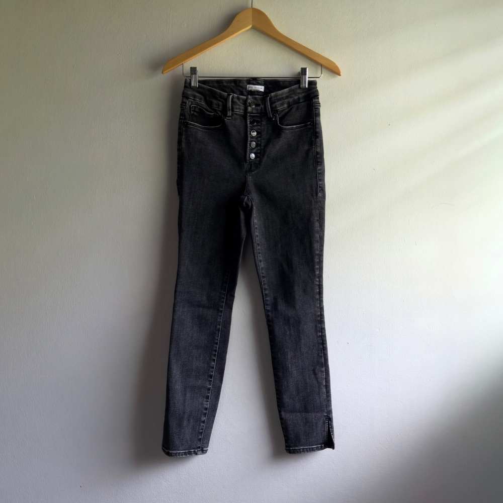 Good American Good Legs Skinny Jeans Womens 4/27 Black High Rise Chic